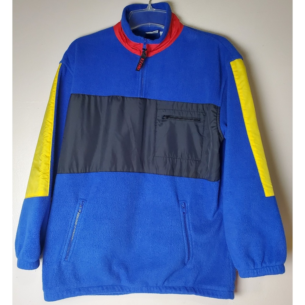 Vintage Y2K Color Block Primary Colors Ladies Womens Izod Medium Fleece Pullover